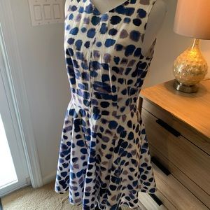 Armani Exchange Blue mod print flare dress